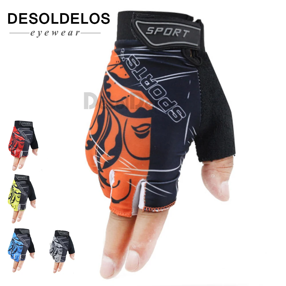 

DesolDelos 1 pair Half Finger Gloves Men Women Sport Gloves Fingerless Fitness Mittens Luvas None slip Guantes Mittens R013