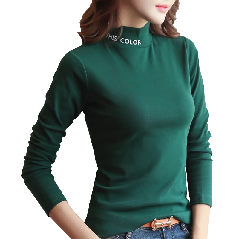 

pieces of autumn top women's 2020 new high collar long sleeve base shirt slim T-shirt women's Korean style T-shirt