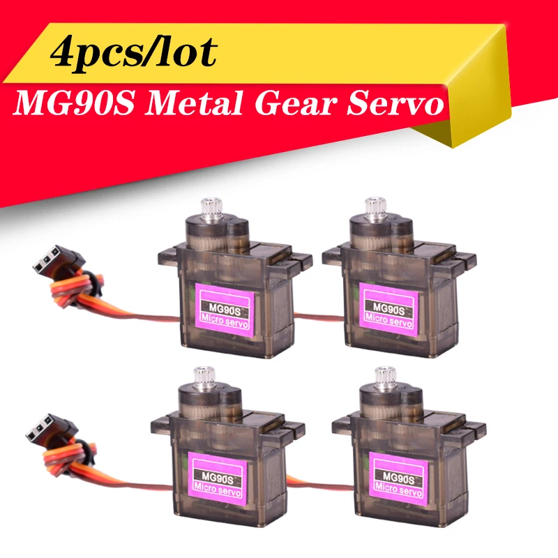 Servo Digital de engranaje de Metal para helic&oacute;ptero, avi&oacute;n, barco, coche, Robot teledirigido, MG90S, 9g, 4 unids/lote-0