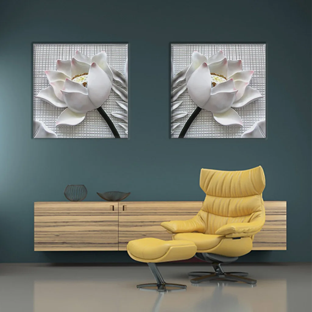 

2pcs Canvas Print Painting Picture Wall Art Poster White Rose Flower