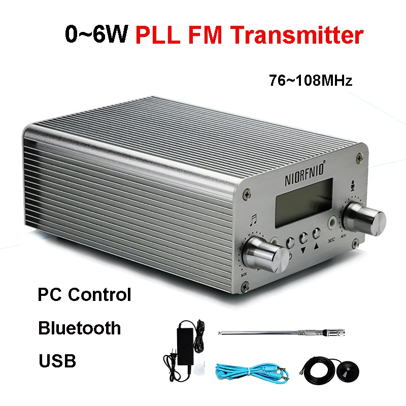 T6B 6W PLL fm передатчик Радио Стерео Bluetooth Беспроводная трансляция FM 76 ~ 108MHz с PC