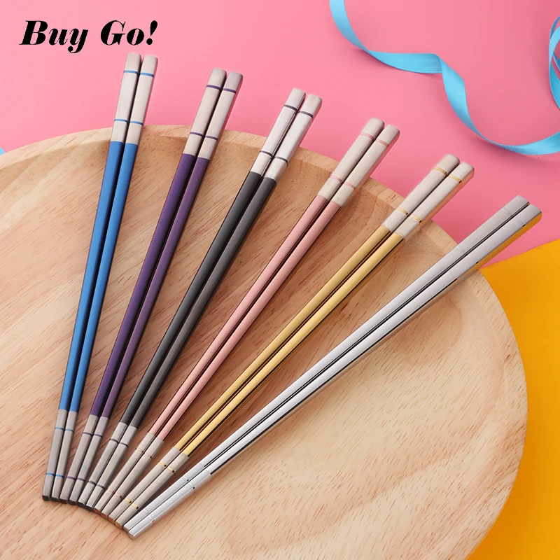 Палочки для еды квадратные из нержавеющей стали с лазерной гравировкой 10