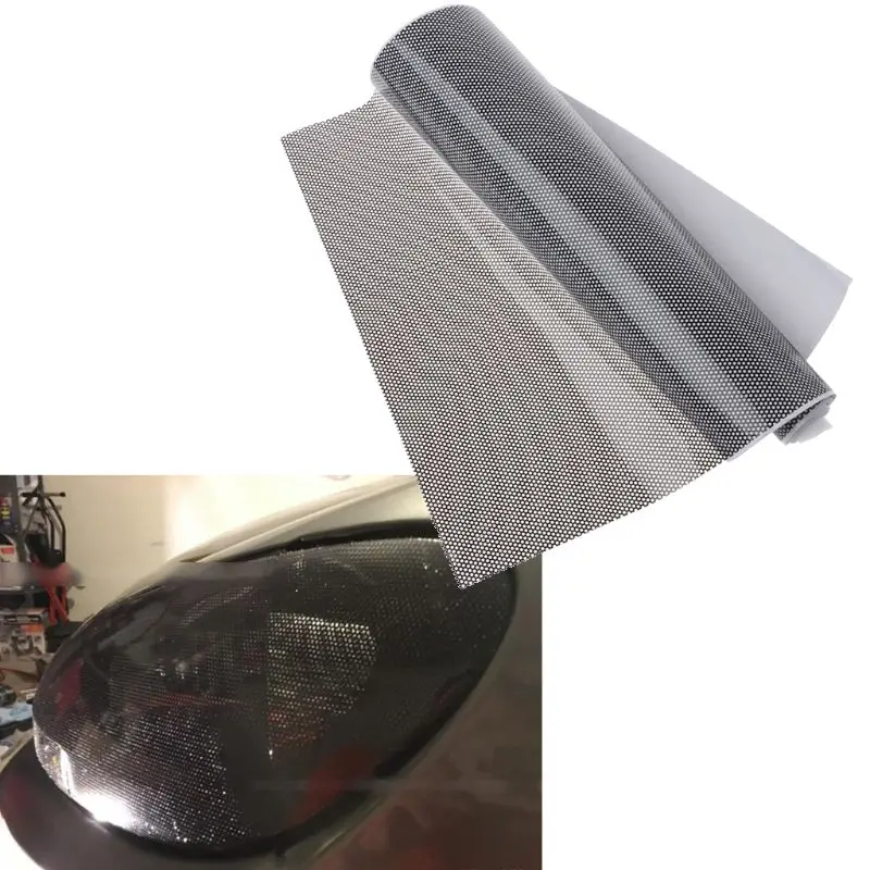 

2021 New 50x106cm Tinting Perforated Mesh Film Fly-Eye MOT Legal Tint Car Front Rear Headlight Light Bulb