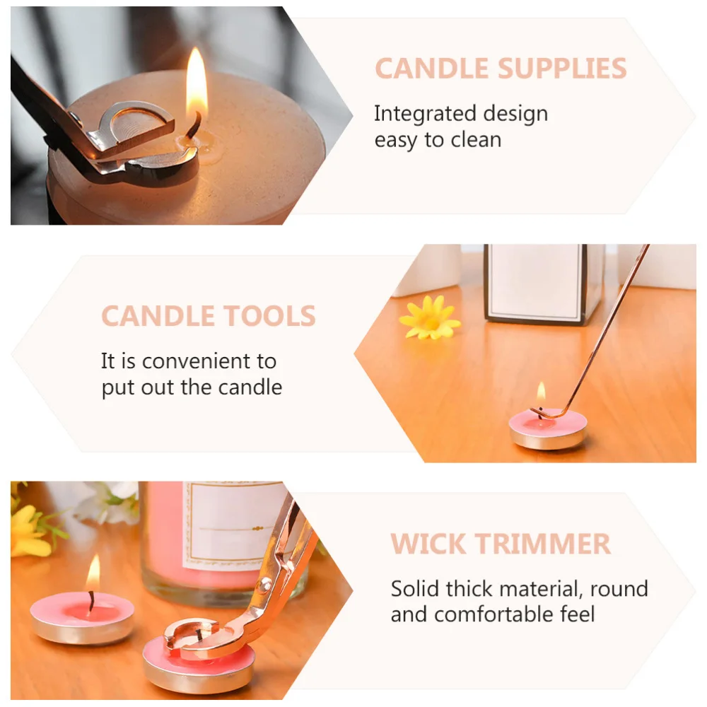 

1 Set 4pcs Stainless Steel Candle Scissors Candle Tools for Home (Rose Gold)