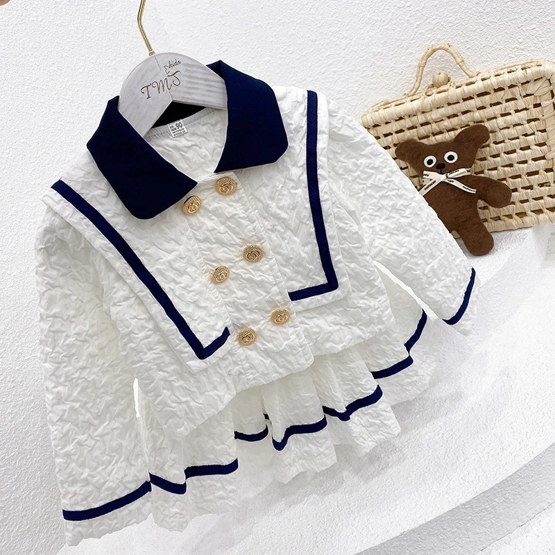 

Toddler Girls Clothing Sets 2021 Autumn Girls Clothes children Princess Outfit Kids Suit College style double-breasted coat set