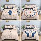 Комплект постельного белья в буддистском стиле с пододеяльником и рисунком ладони, двойное покрывало большого размера, Комплект постельного белья с наволочкой, 23 шт.