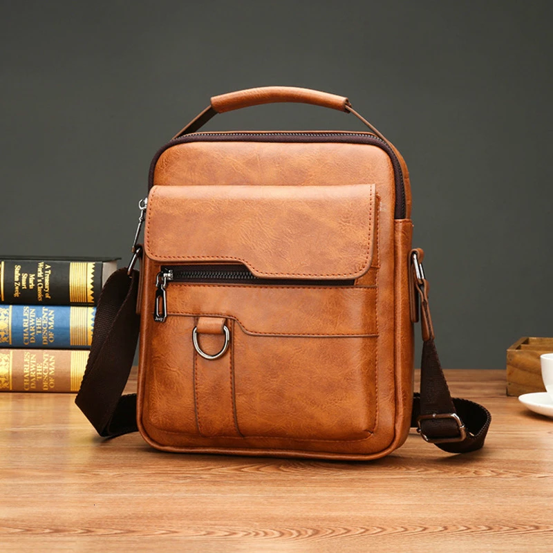MOTAORA Men's Leather Top-handle Bags Business Messenger Briefcase For Man Small Shoulder Bag Crossbody Bags For IPAD Air Mini