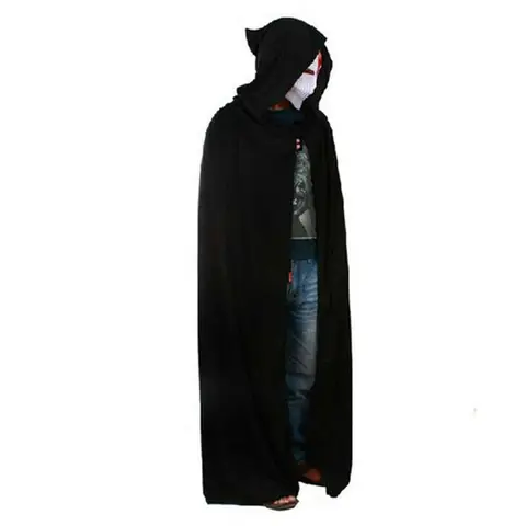 Свободная накидка с капюшоном для Хэллоуина для взрослых женщин мужчин унисекс Длинная накидка черный костюм платье пальто подарки