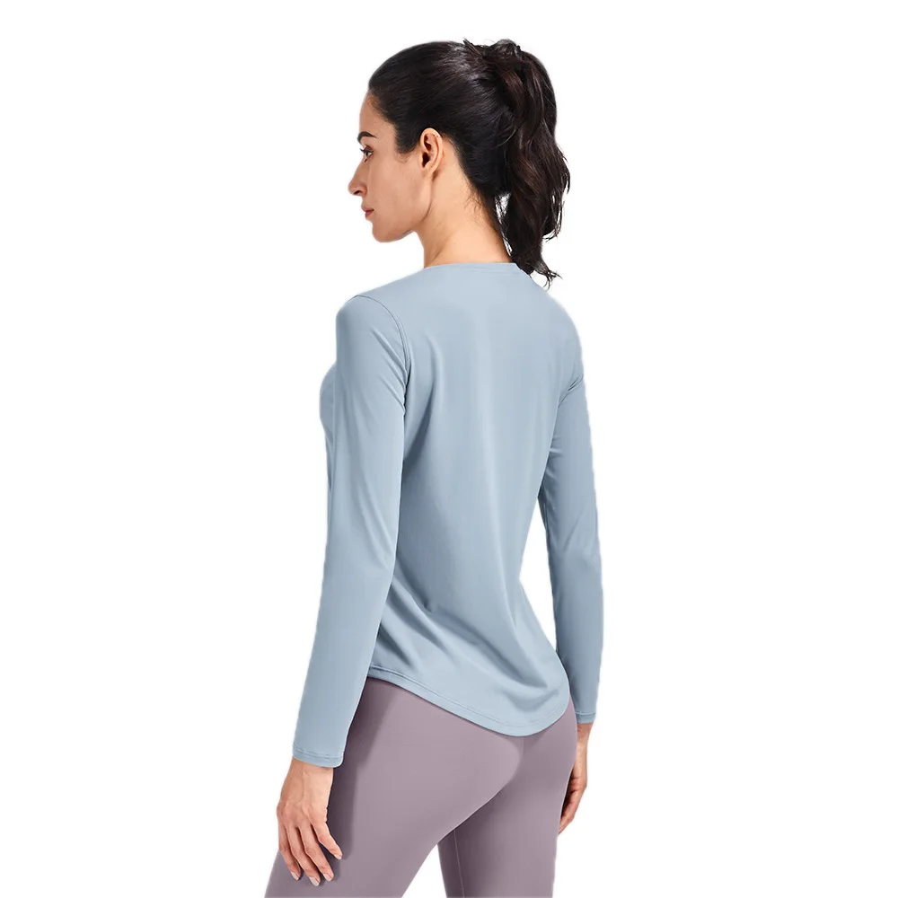 Lulu Yoga Workout Shirt Crop Top Gym Fitness Sport Women's Shirt Breathable Quick Dry One-piece Cropping Long Sleeve Blouses