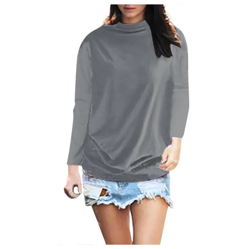 Женский пуловер с высоким воротником Повседневная тонкая блузка длинным рукавом