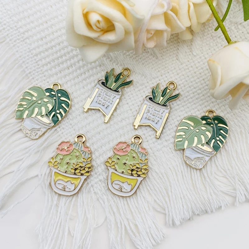 

10 шт., эмалевые серьги «кактус» из сплава