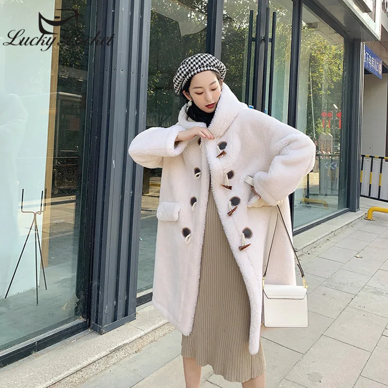 

Women Winter Solid Color Fashion Hooded Fur Leather Female High Street Slim Elegant Coat Ladies Brand Casual New Coats ML1057