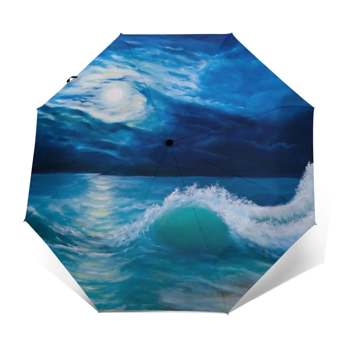 

Ветроустойчивый полностью автоматический зонт, абстрактный складной зонтик от дождя, морского и синего цвета, с рисунком, для путешествий и...