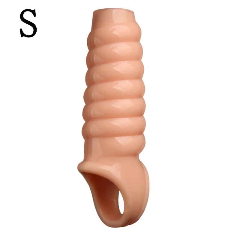 

Men Delay Lock Sperm Fine Condom Threaded Enhancer Ring Penis Extender Sleeve Erection Dick Cock Ring Sex Toys For Men Intimate
