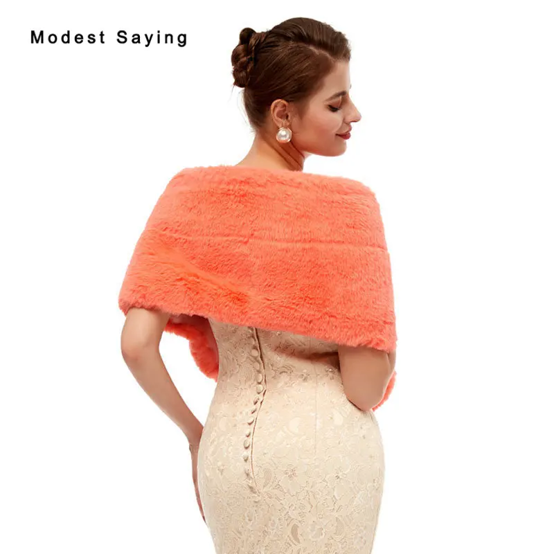 Элегантные оранжевые шали из искусственного меха для вечеринки Новое