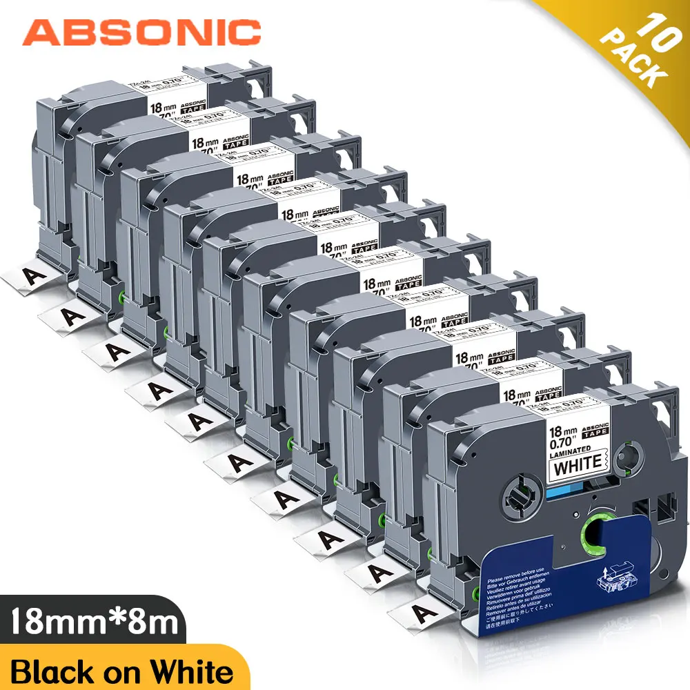 Absonic 10PK TZ-241 TZ 241 18 мм этикетка Совместимость для Brother P-touch запечатанных лент tz241