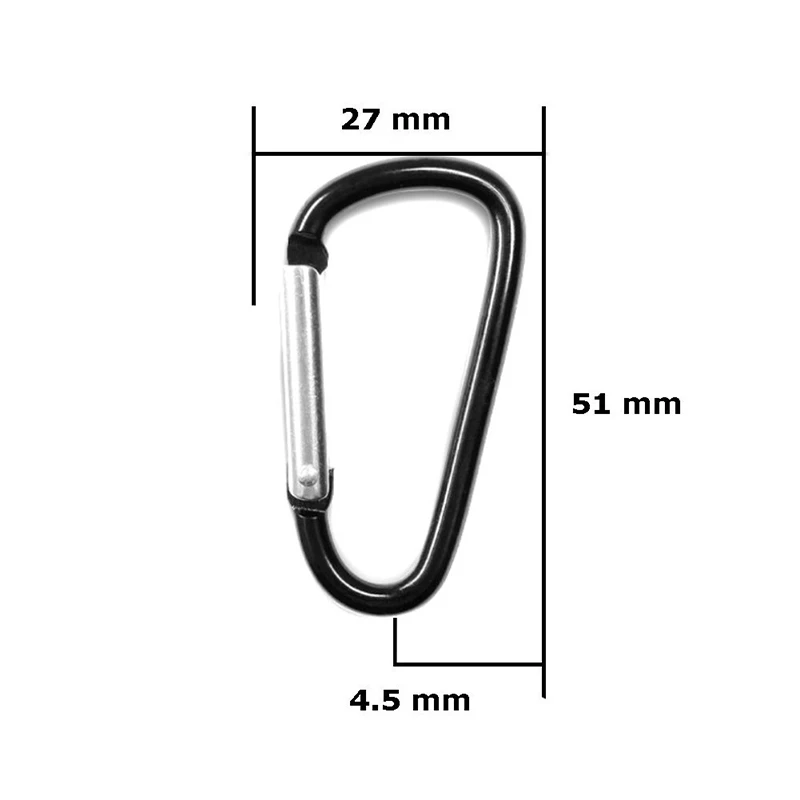 

5 pcs/set Aluminium Alloy Practical Carabiner Black D Shaped Water Bottle Hook Backpack Keychain Quick Release Buckle