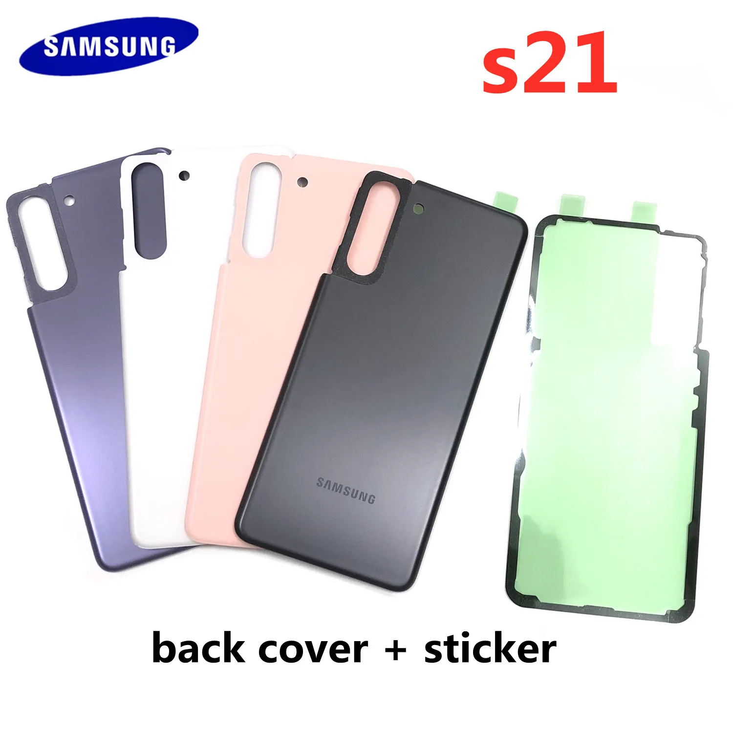 

Стеклянный корпус для телефона Samsung Galaxy S21 G991 G990, задняя крышка аккумулятора, задняя крышка, задняя панель, Крышка корпуса + наклейки