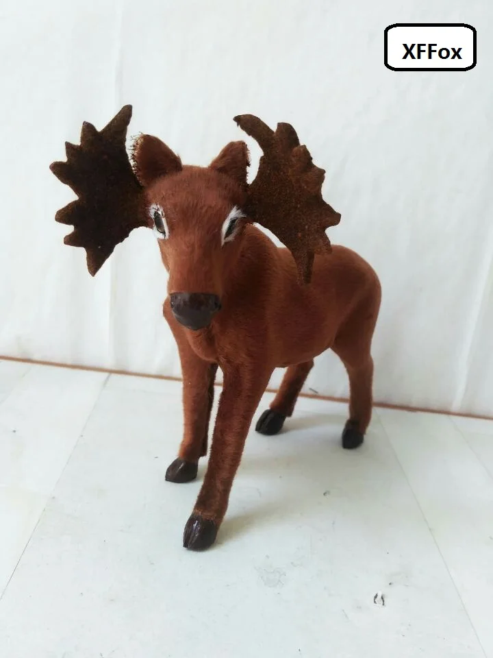 

new simulation reindeer model plastic&furs brown deer doll home decoration gift about 20x14cm xf2153
