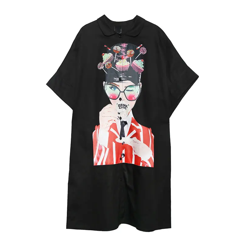 XITAO размера плюс прилив принты с героями из мультфильма платье миди для женщин