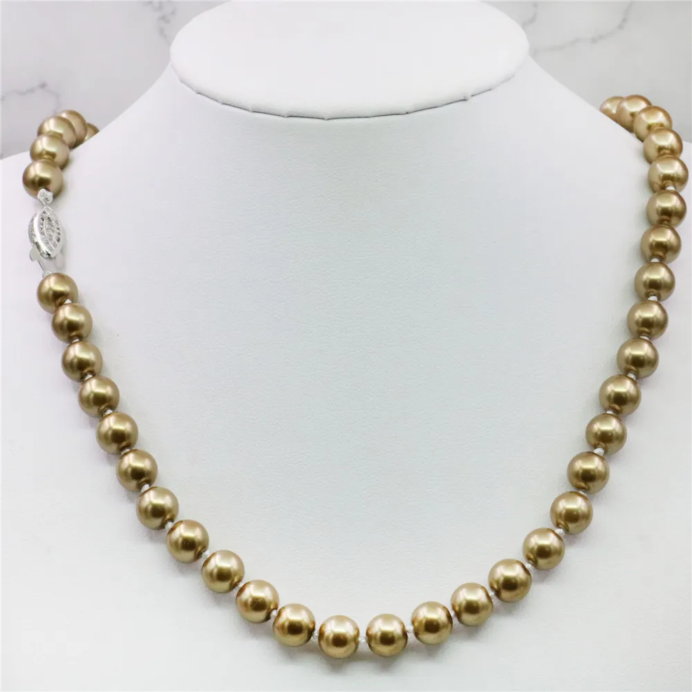 2021 8mm Silvercolor Champagne South Sea Shell Pearl Necklace Jewelry Rope Chain Beads Natural Stone (Min Order1) | Украшения и