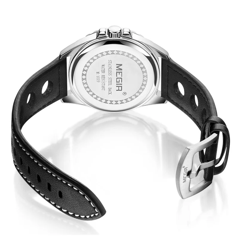 MEGIR креативные Модные Кварцевые спортивные часы мужские черные наручные с