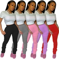 stacked sweatpants women clothes streetwear joggers high waist trousers ladies stacked leggings female ruched pants xs 2xl