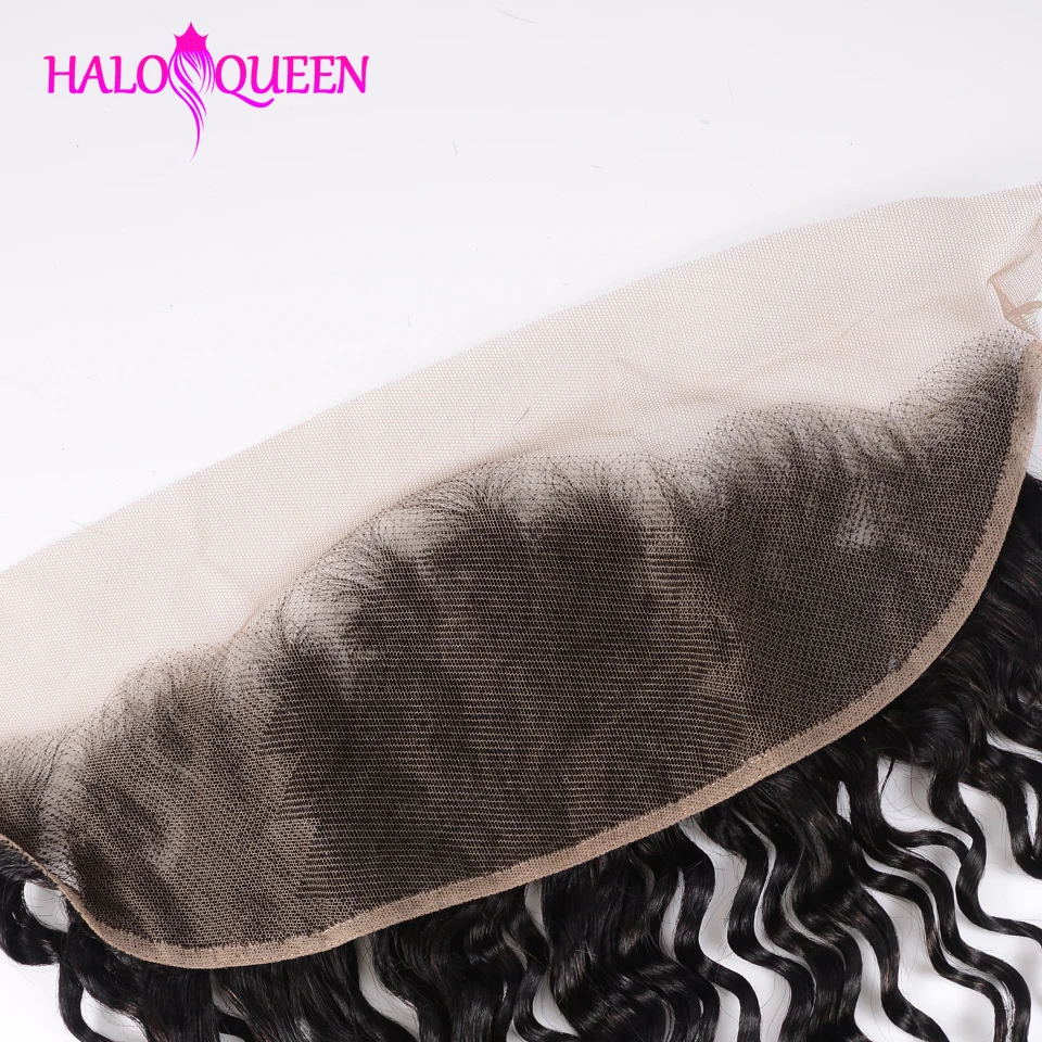 HALOQUEEN глубокая волна волос 3 пучка с 13*4 фронтальные remy бразильские волосы пучки с закрытием человеческие волосы фронтальные с пучками