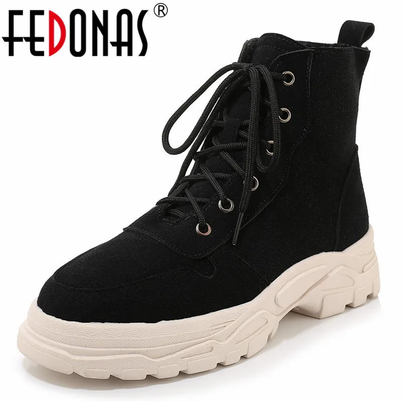 FEDONAS/зимние ботинки на плоской платформе; женские ботильоны; удобная обувь; большие размеры; теплые полусапожки; повседневная женская обувь
