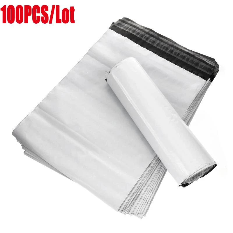 100pcs Courier Bag Self-seal Mailbag Plastic Poly Mailing Envelope Waterproof Postal Shipping Bags Courier Envelope Black White