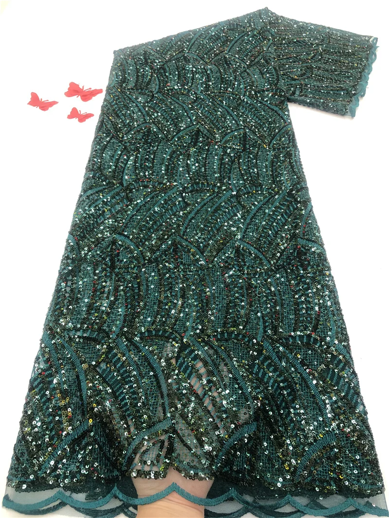 

PGC Sequins Lace African Lace Fabric 2021 Beautiful High Quality Lace French Mesh Lace Fabric 5 Yards For Wedding Dress NI4709-1