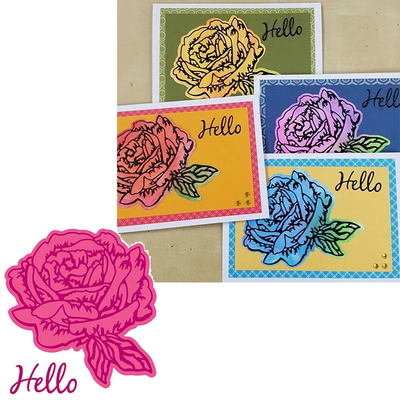 Hello красивые розовые металлические резные штампы Цветочная Роза для