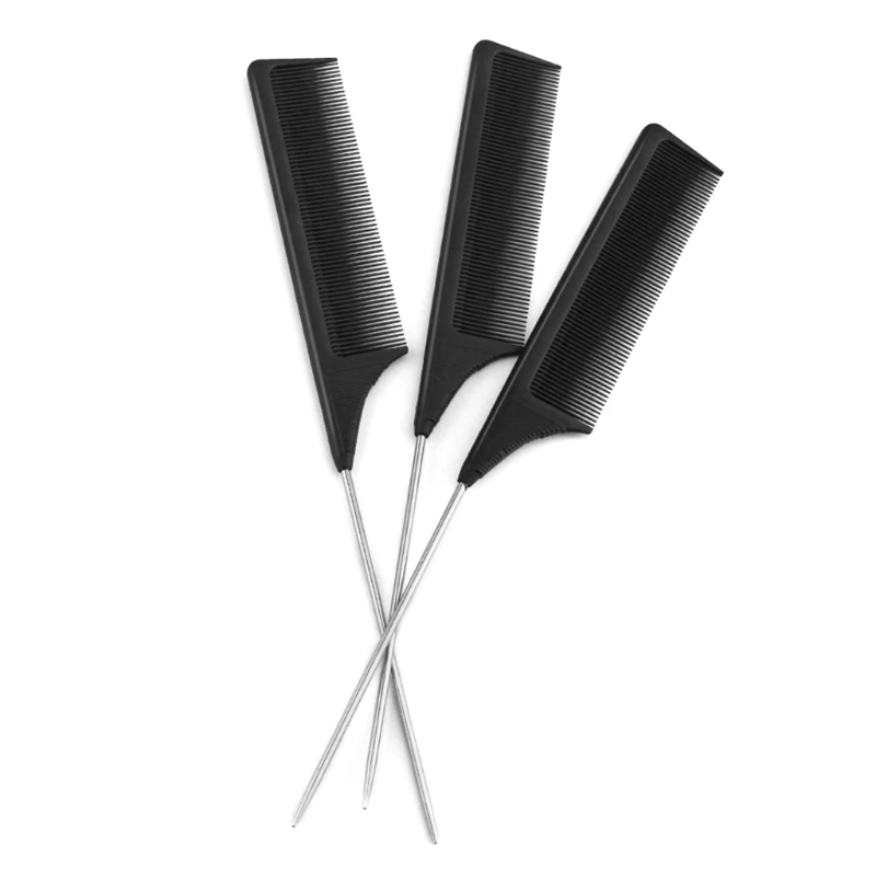 

J78D 3pcs Fine Tooth Rat Tail Combs Pintail Barber Anti Static Styling Comb for Women