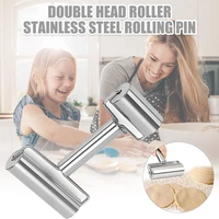 stainless steel rolling pin double head roller stainless steel heat resistant kitchen utensils for baking pizza pastries
