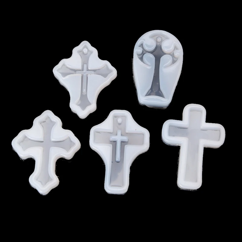 

5PCS Cross Silicone Resin Mold For Jewelry Making Casting Mould Craft DIY Tools