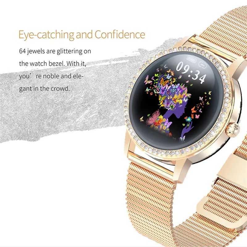 

Fashion Diamond-Studded Smart Watch Women Lovely Steel IP68 Waterproof Bracelet Heart Rate LW20 Smartwatch Gift