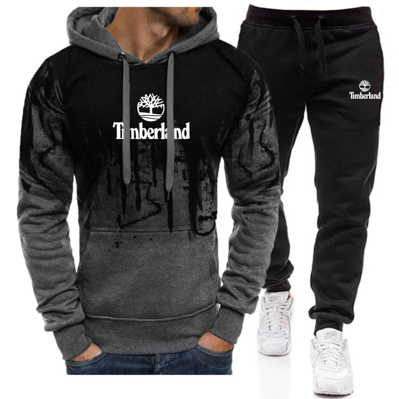 

Костюм мужской спортивный из 2 предметов, Толстовка и штаны, брендовая одежда с принтом, модная повседневная Уличная одежда, осень-зима