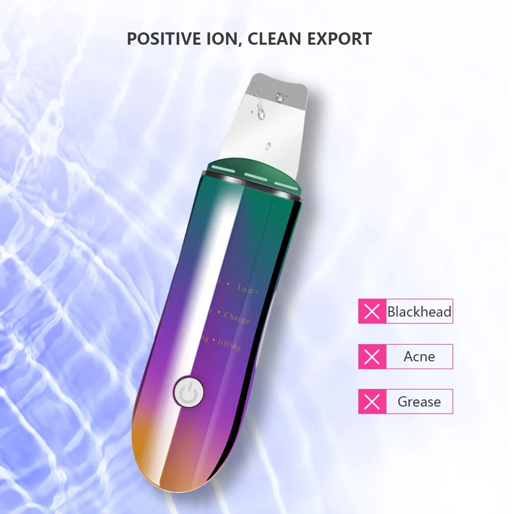 Ультразвуковая Вибрация кожи скруббер Глубокая очистка лица пилинг акне