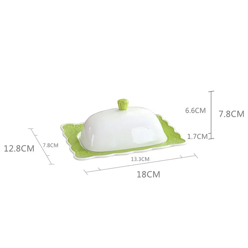 

New Retro White Ceramic Butter Plate with Embossed Lid