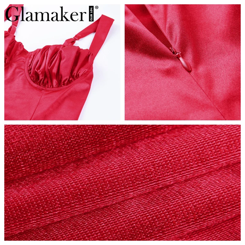 Женское облегающее платье мини Glamaker красное базовое элегантное Плиссированное