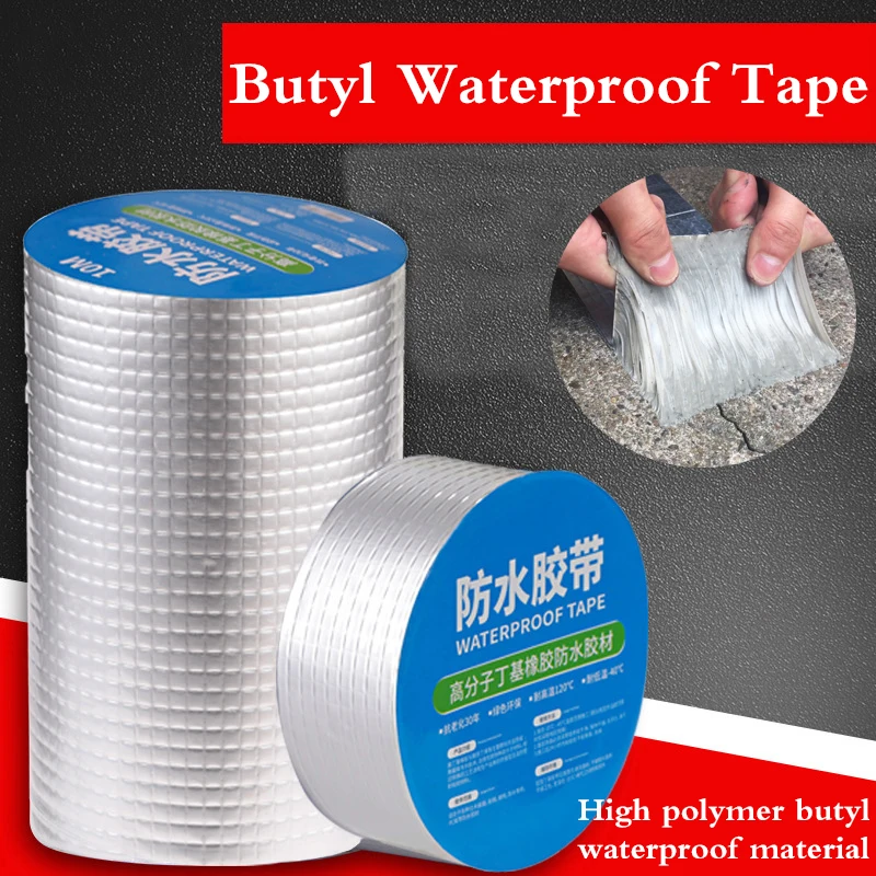 

5-10M Butyl Tape Waterproof Tapes High Temperature Aluminum Foil Thicken Roof Duct Repair Adhesive Crack Resistance Stickiness