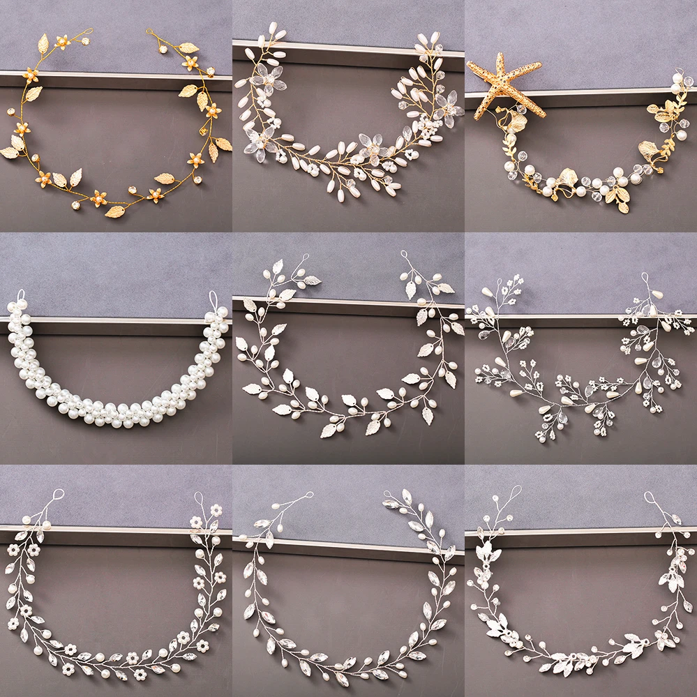 

Pearl Rhinestone Women Headband Wedding Hair Accessories For Women Bride Tiara Headband Hair Jewelry Silver Color Hairband