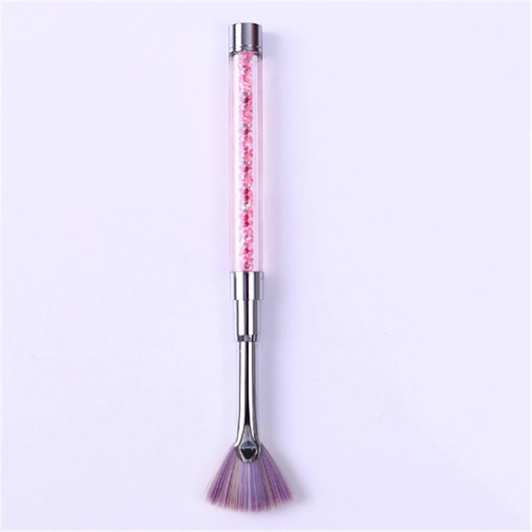 Веерообразная щетка для очистки ногтей градиентная розовая Стразы с единорогом