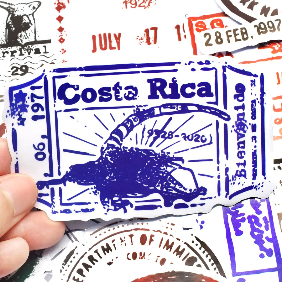 50 шт. прозрачные ПВХ наклейки-штампы для чемоданов ноутбуков гитар велосипедов