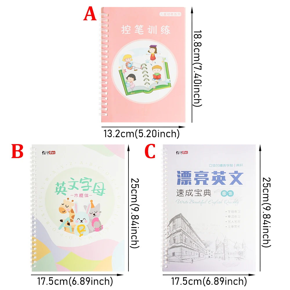 

Reusable Children Groove Calligraphic English Copybook Preschool Concave Writing Paste English Practice Book with Erasable Pen