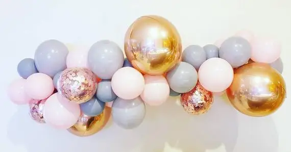 1 комплект (48 шт.) Смешанные розовые шары макарон серые латексные конфетти шарики