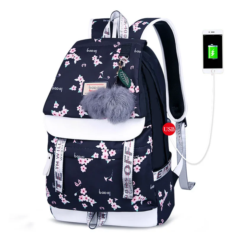 Модный черный розовый водонепроницаемый нейлоновый школьный рюкзак для девочек