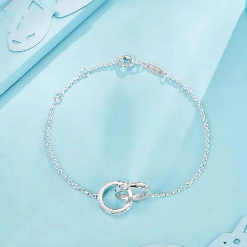 

new double ring bracelet, original Silver 925, women's jewelry, promise to send the bride, original high quality
