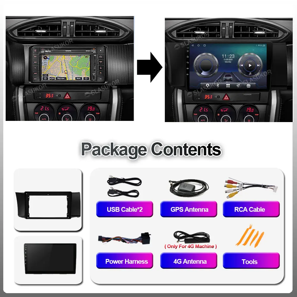 Автомобильный радиоплеер 6G + 128G Android для Subaru BRZ/Scion FRS/Toyota-GT86 2012-2016 GPS-навигация Carplay