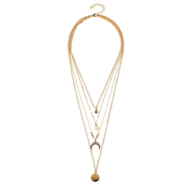 

2020 Fashion Jewelry Necklace Female Korean Style Multilayer Long Chain Layered Necklace Pendant Necklace